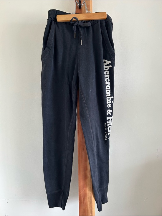 Abercrombie & Fitch Pants - Abercrombie & Fitch Black Jogger Sweatpants with White Logo